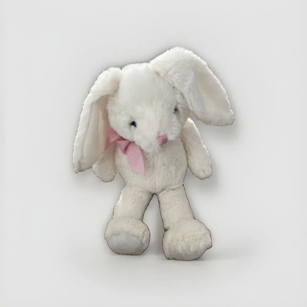 The Children’s Place 13” Plush Bunny Rabbit Ivory White Stuffed Animal Pink Bow